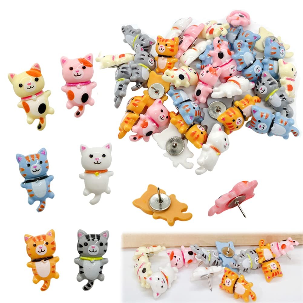 30 pcs Cute Cat Push Pin Decorative Thumb Tacks Animal Push Pins for Photo Wall