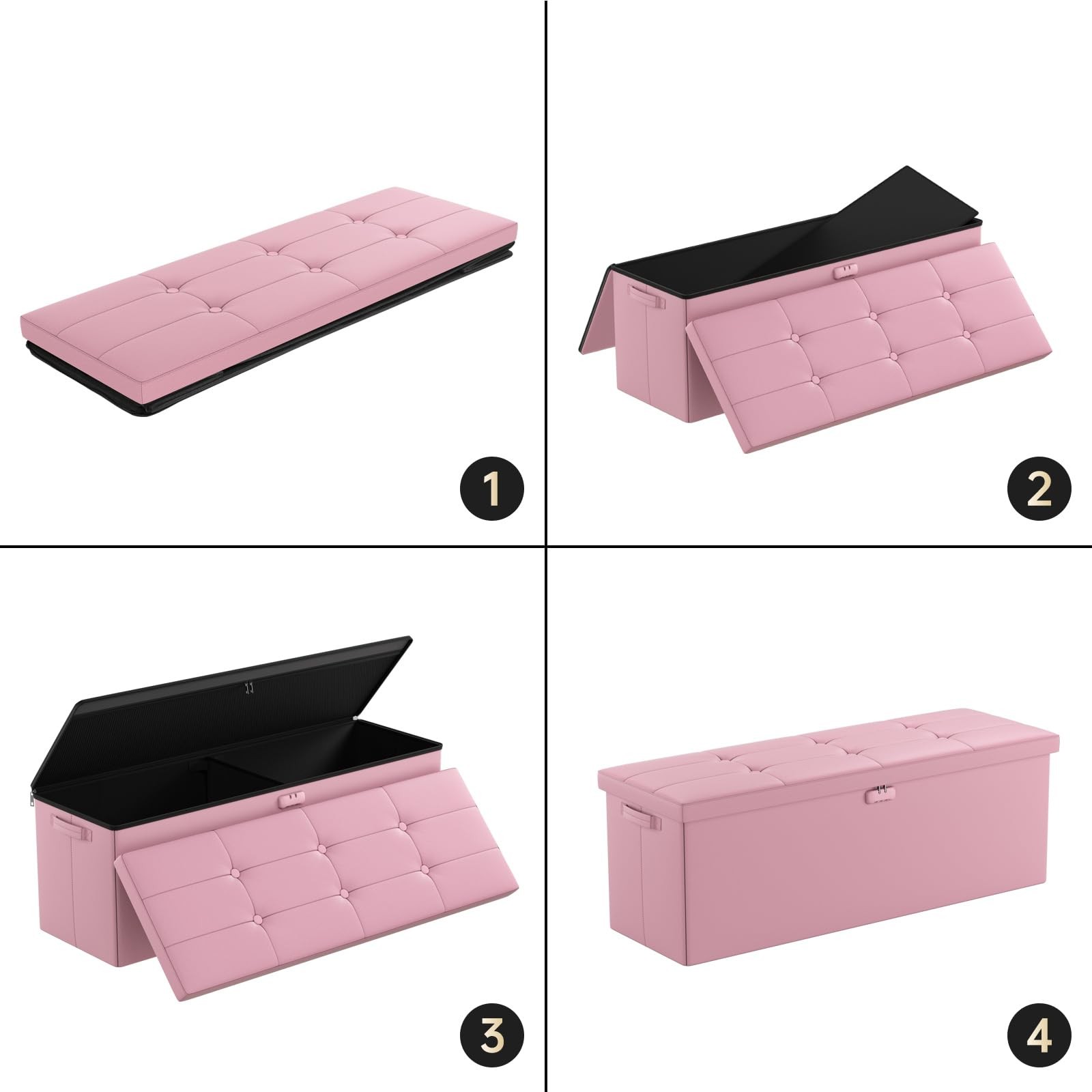 Storage Ottoman, Fireproof Folding Bench with Lock(15”x 43”x15”), Water-Resis...