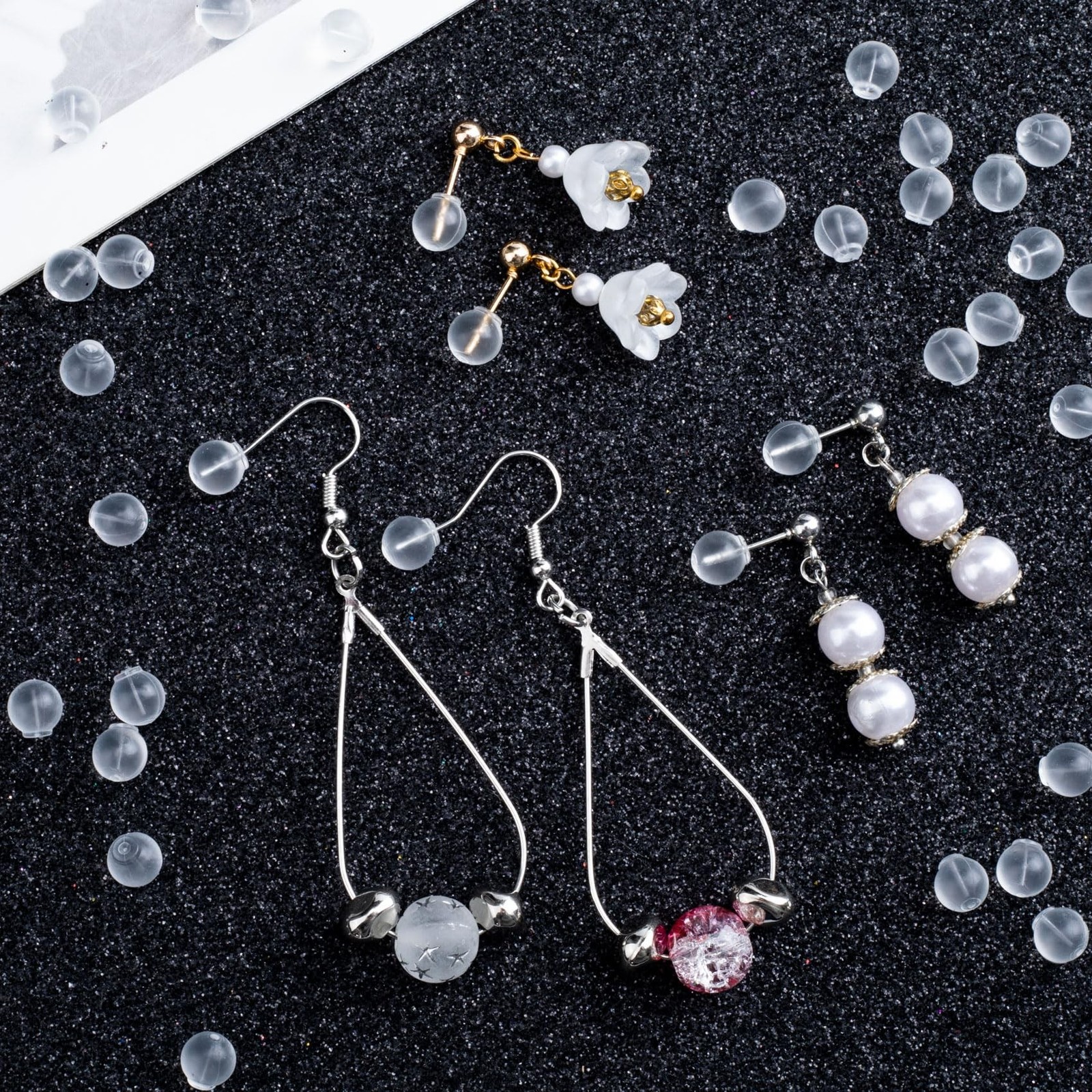 50 Pcs Comfort Impenetrable Soft Safety Backs, Secure Clear Rubber Earring Ba...