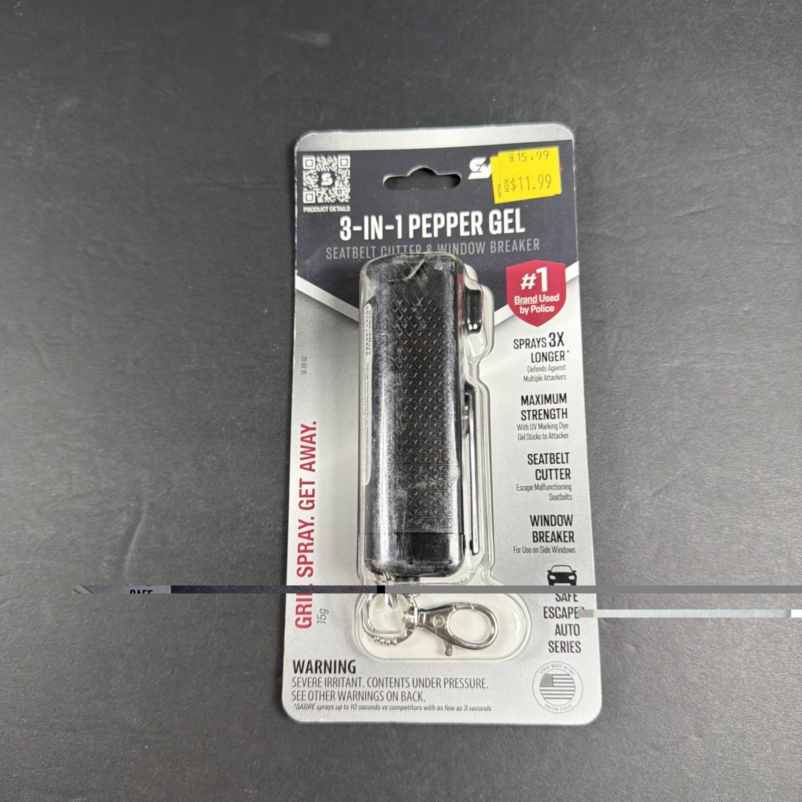 Sabre 3-in-1 Pepper Gel Spray + Seat Belt Cutter & Window Breaker