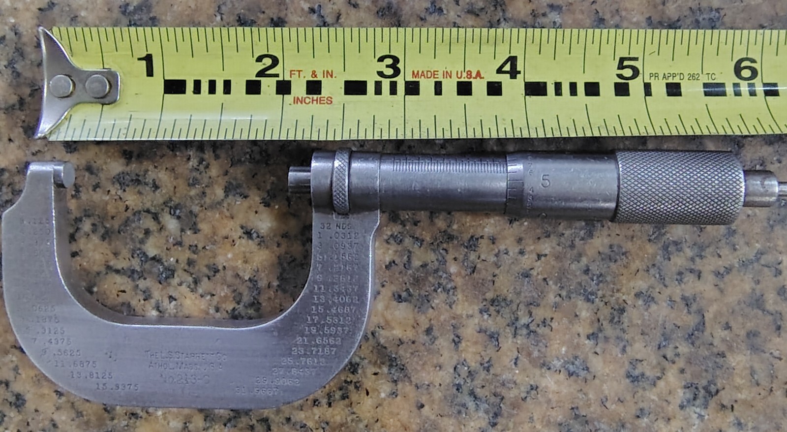 🗽VINTAGE STARRETT No.213-C 1-2" MICROMETER