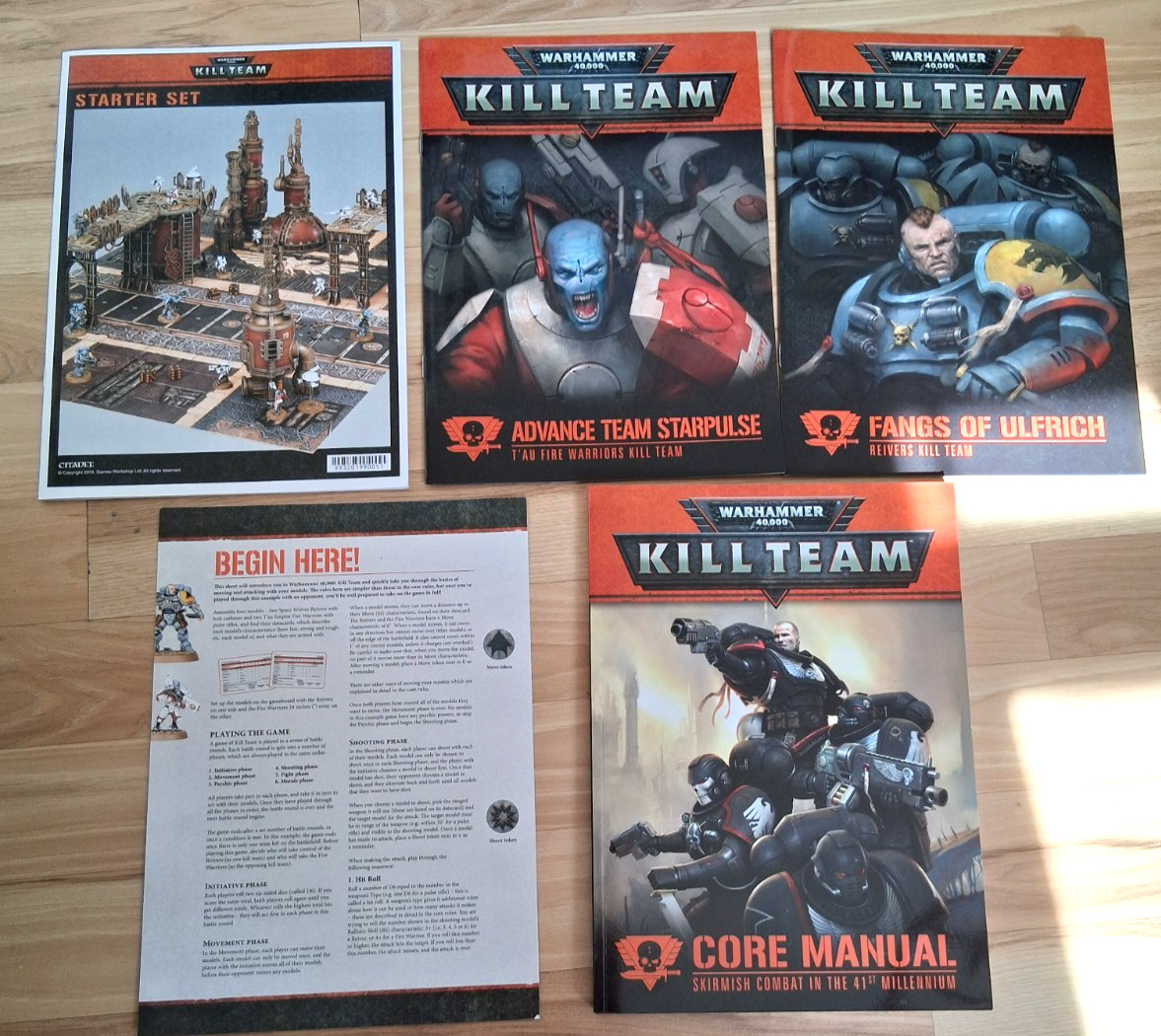Warhammer 40K Kill Team Core Manual, 2 Booklets, Starter, & Begin Here Sheet