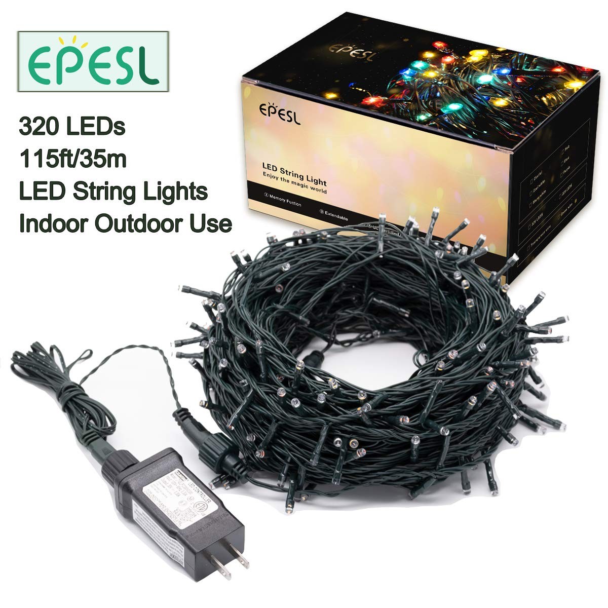 Christmas String Lights - 320 LEDs 35m/115ft Memory Function 8 Modes End-to-E...