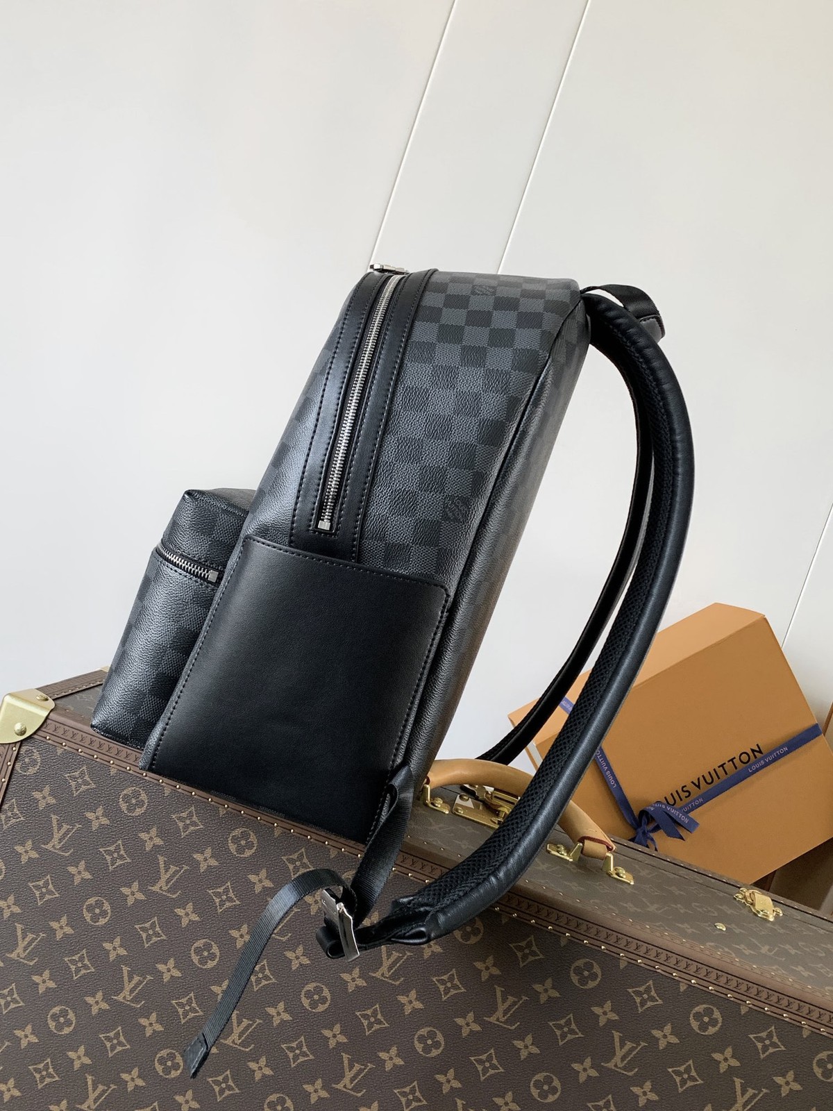 LVBeaute Damier Graphite Backpack Men School Travel Adjustable Shoulder Bag