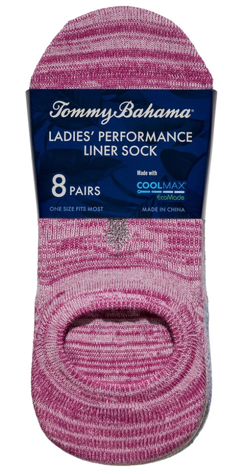Tommy Bahama Ladies' Performance Liner Sock 8-pair, Assorted Colors, One Size