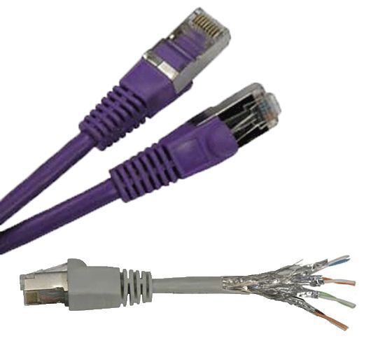 30'ft Cat6.A Purple Network Ethernet Patch Double Shielded SSTP Cable Lan