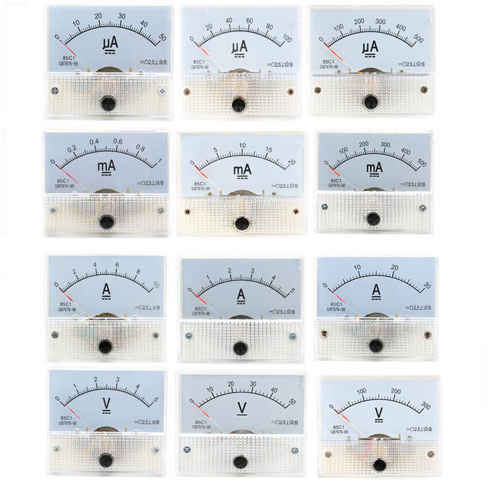 2-30A 10-50V DC Ammeter Current Voltmeter Voltage 85C1 Analog Amp Panel Meter US