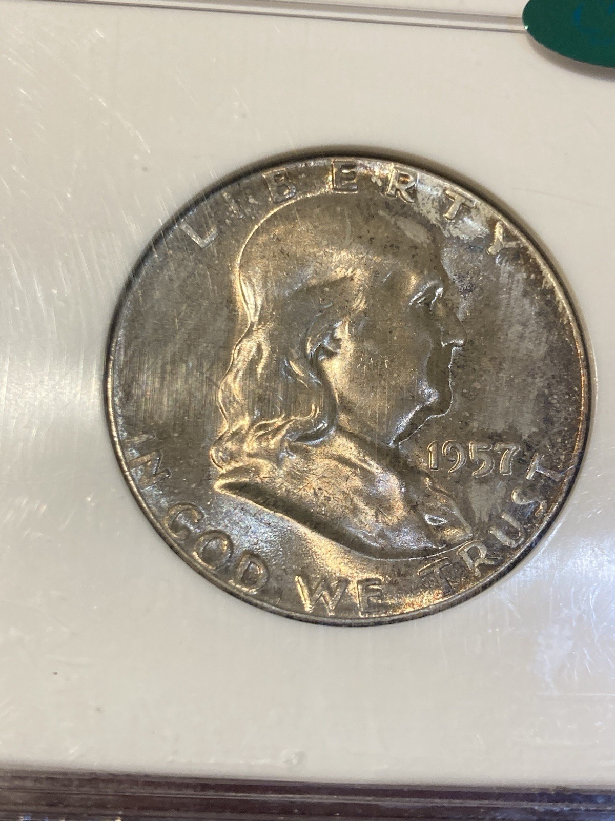 1957 Franklin Half Dollar NGC MS64 CAC Original Toned