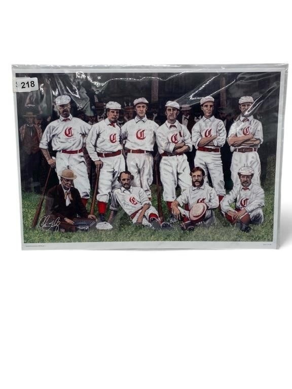 Awesome Chris Felix signed Cincinnati reds stockings art 19" x 13"