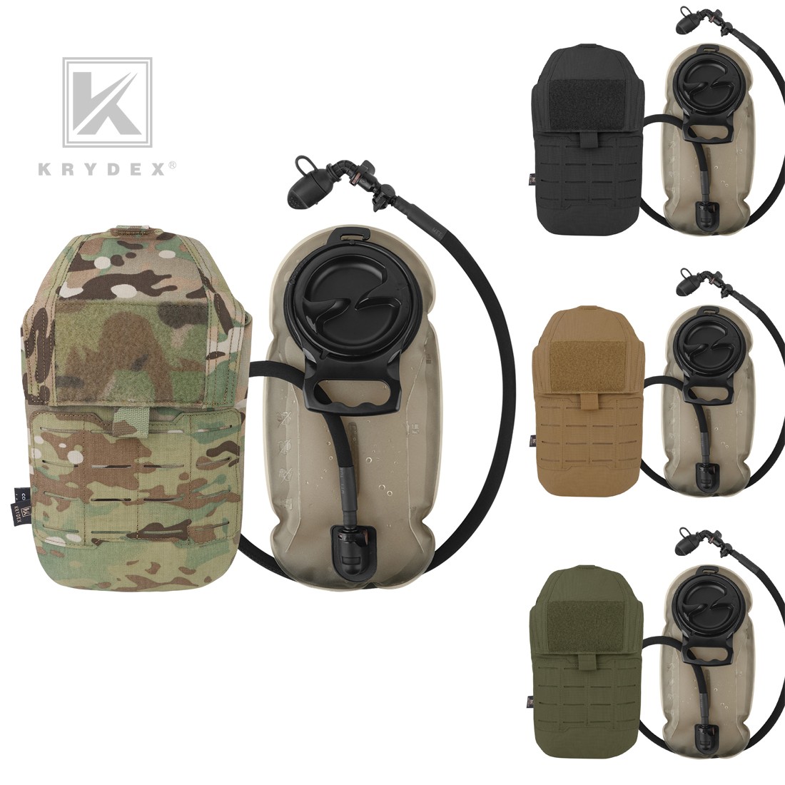 KRYDEX Tactical Hydration Carrier MOLLE Backpack Panel with 1.5L Water Bladder