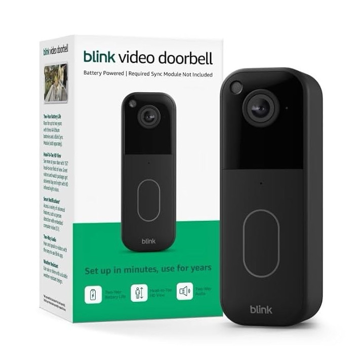 Blink Video Doorbell Wi‑Fi Wireless Battery, 2‑Way Audio, Black