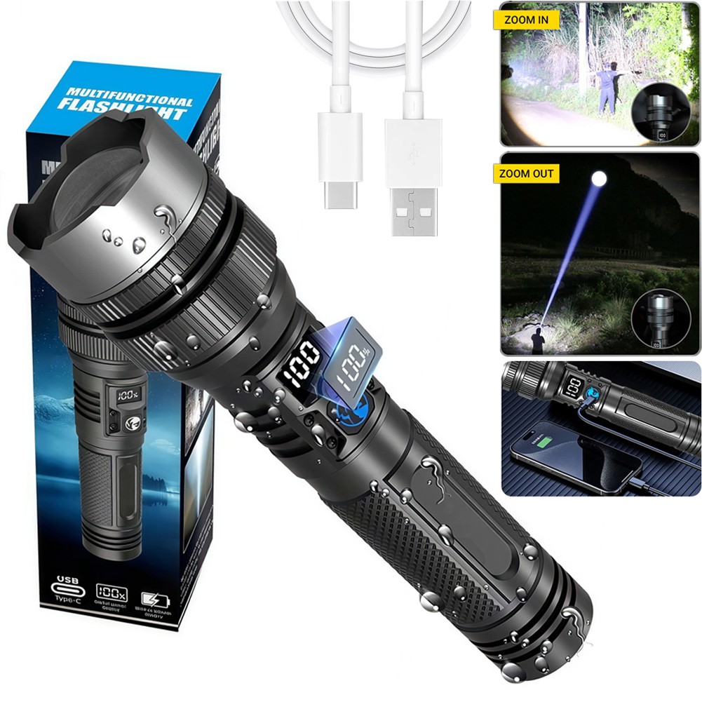99000000 Lumen Super Bright LED Tactical Flashlight Rechargeable LED Work Lights