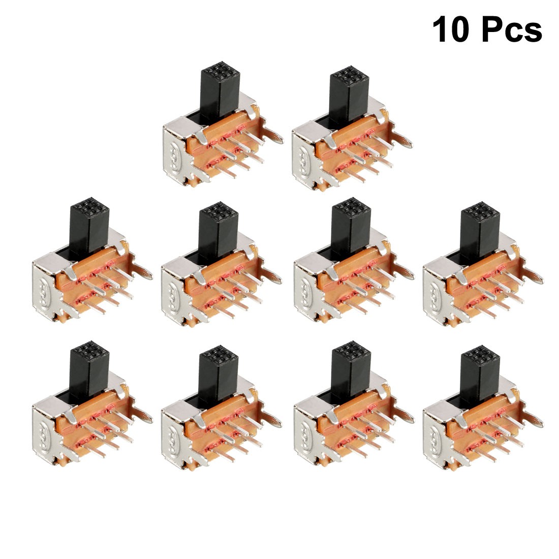 10Pcs 6mm Horizontal Slide Switch DPDT 2P2T 6 Terminals PCB Panel Latching