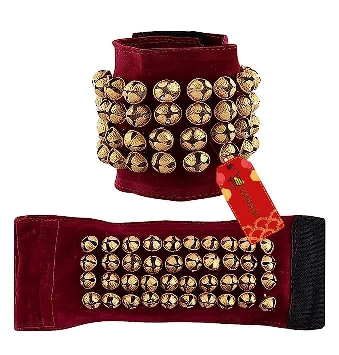 Brass Ghungroo Ankle Bells Velvet 4 line Pad for Classical Kathak Dance|80 bells