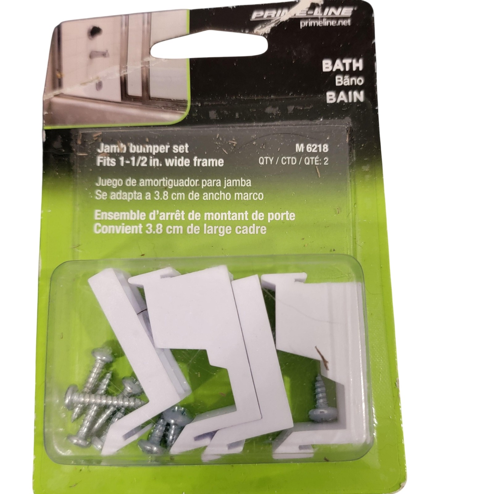 Prime-Line Jamb Bumper Set 1-1/2 in Frame M 6218 White Sliding Shower Door 2pk