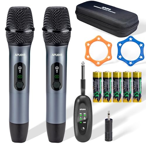 Wireless Microphone Set for Singing, Speech & Karaoke, 2.4GHz Dual-Mic