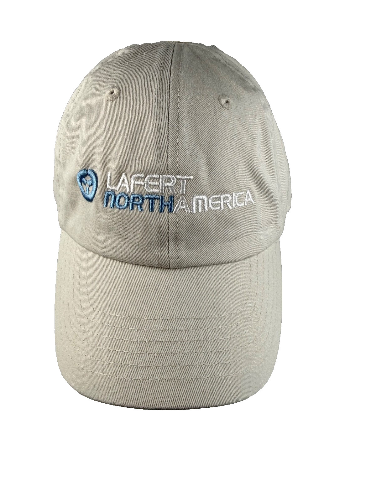 LAFERT NORTH AMERICA White/Lite Blue logo Hat Cap Ivory Cotton Strap Buckle