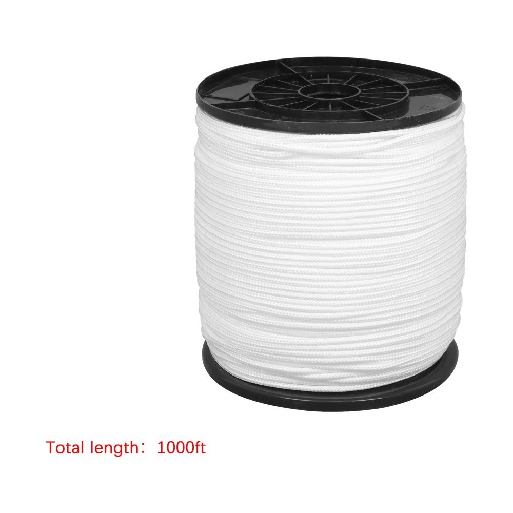 3/16 Inch × 1000ft White Nylon Solid Braid Rope High UV & Abrasion Resistance