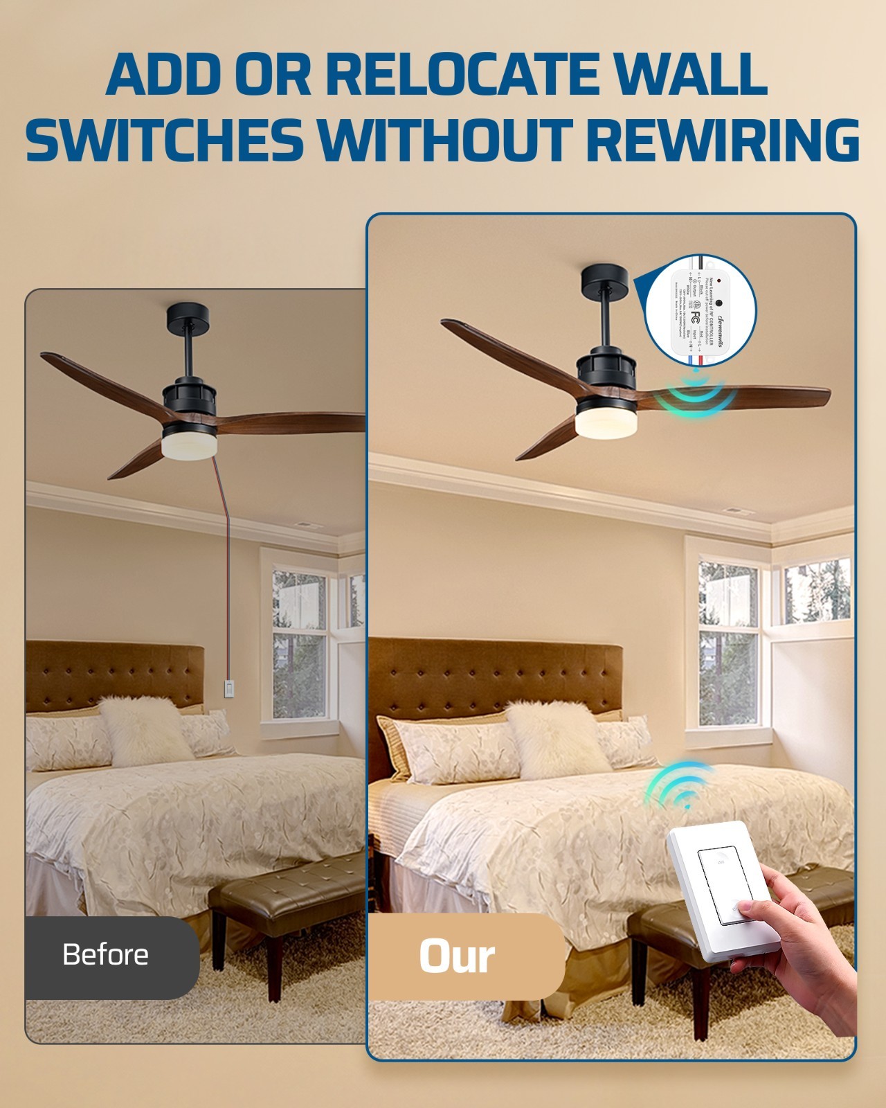 DEWENWILS Wireless Remote Light Switch, No WiFi, 100 Ft RF Range, Programmable