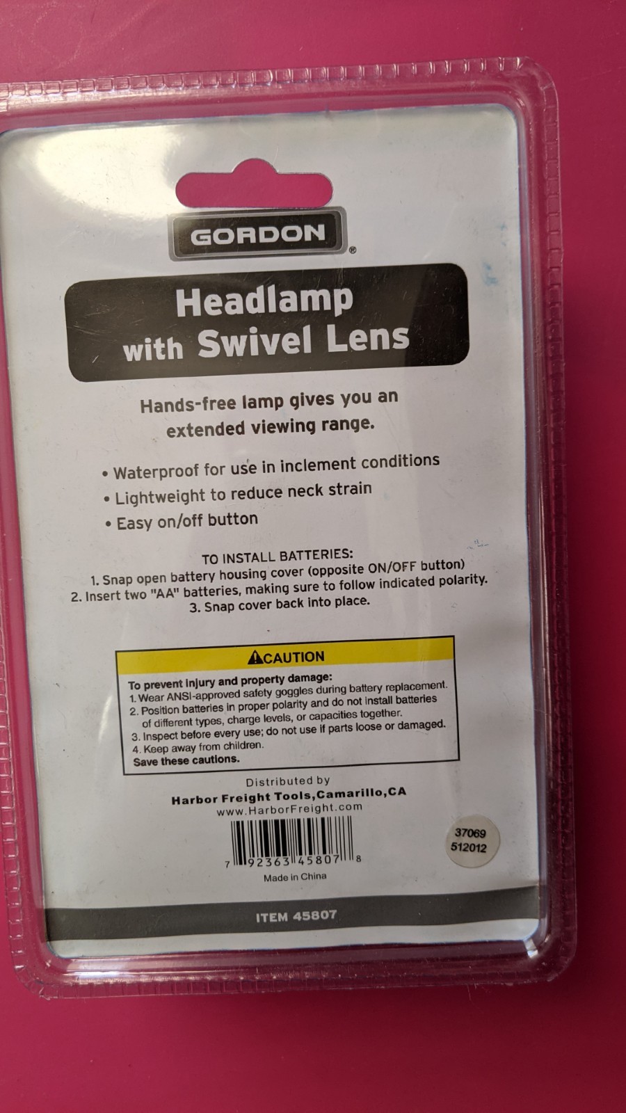 HEADLAMP WITH SWIVEL LENS---NEW