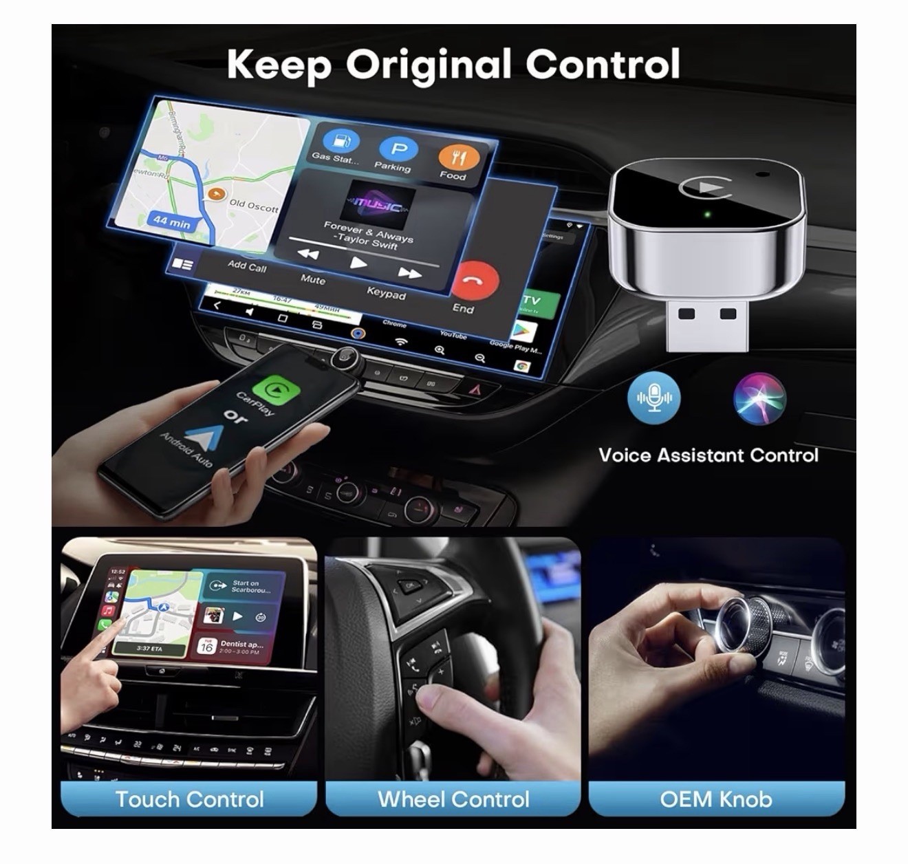 Wireless CarPlay Adapter 2026 Upgrade Wired to Wireless, Mini black