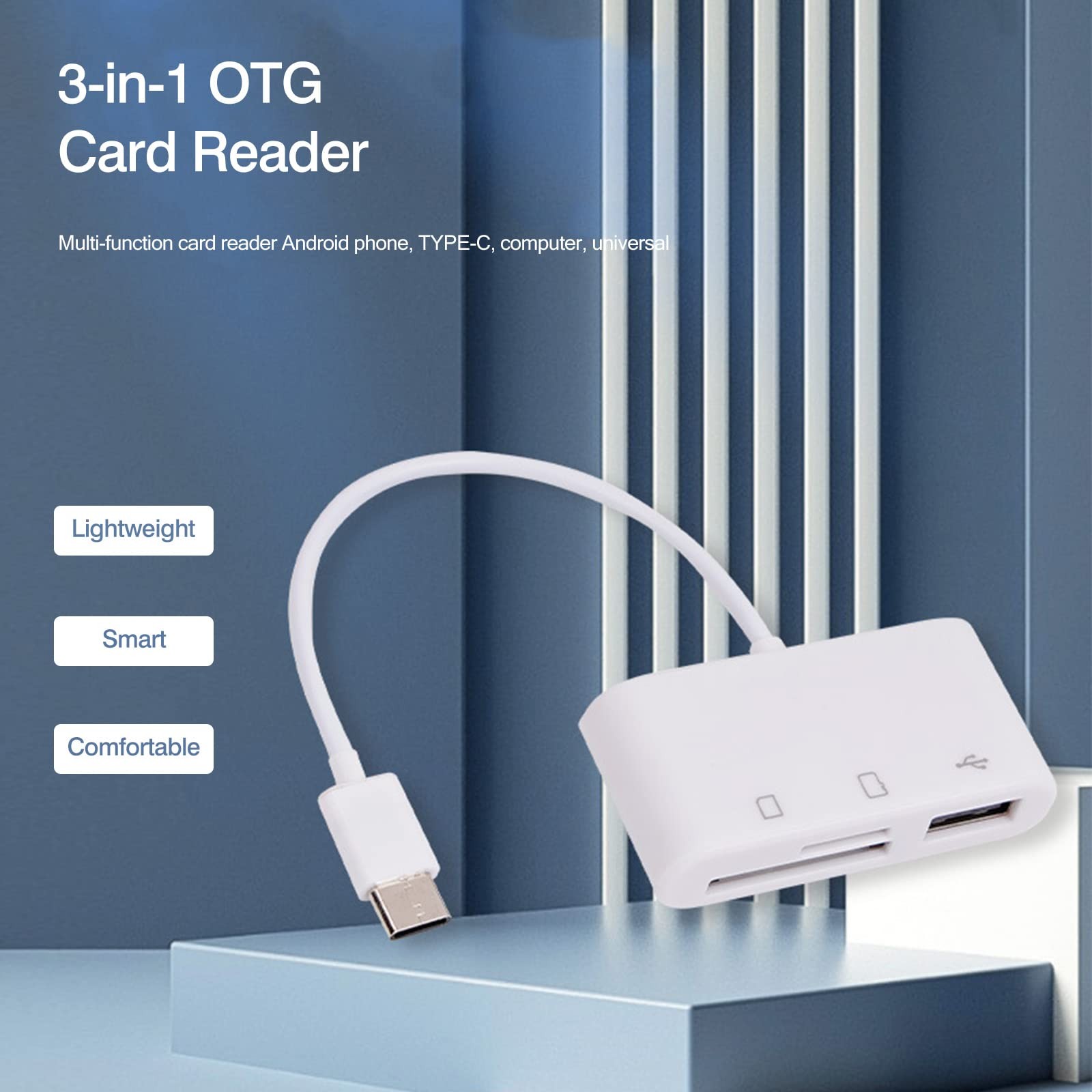 [2 Pack] SD Card Reader for Android, Micro to USB Adapter, White