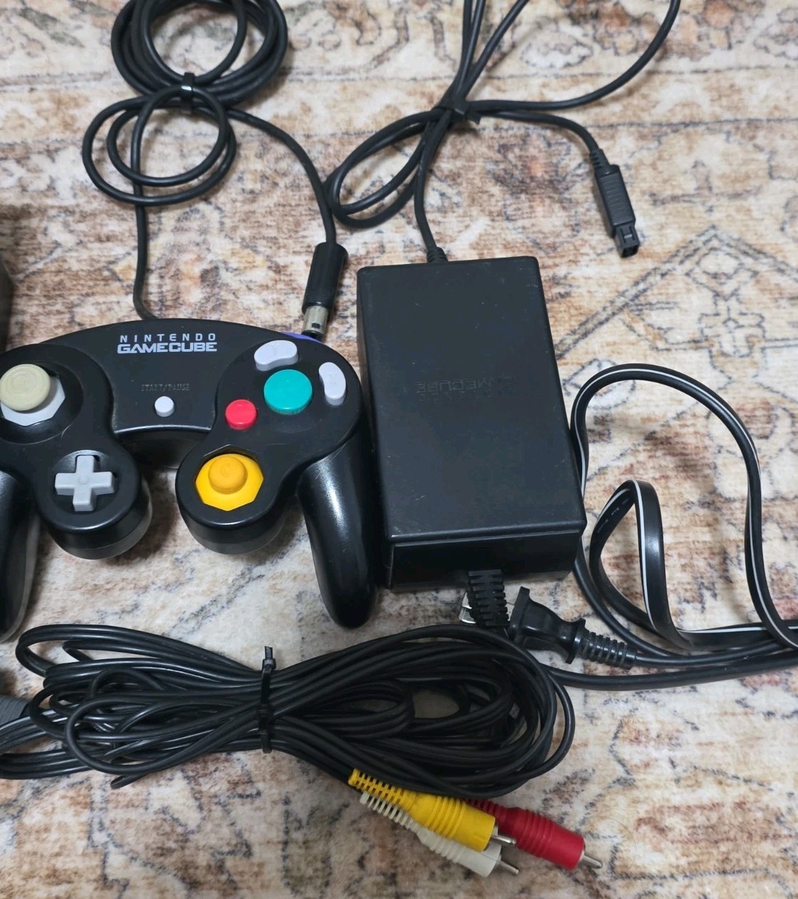 Nintendo Gamecube Black with 1 Controller Cables and Memory Card Tested