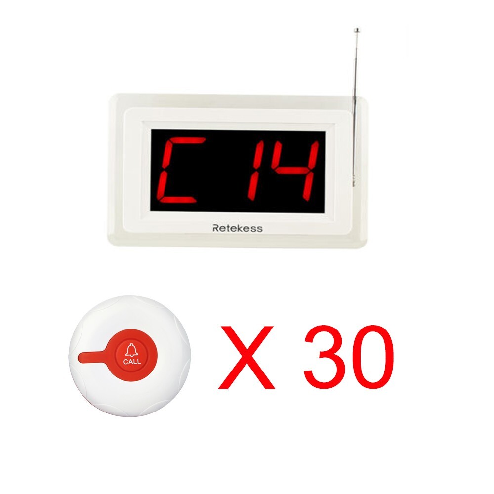 Retekess T114 Wireless Caregive Pager Calling System Host 30 Button Nursing Cafe
