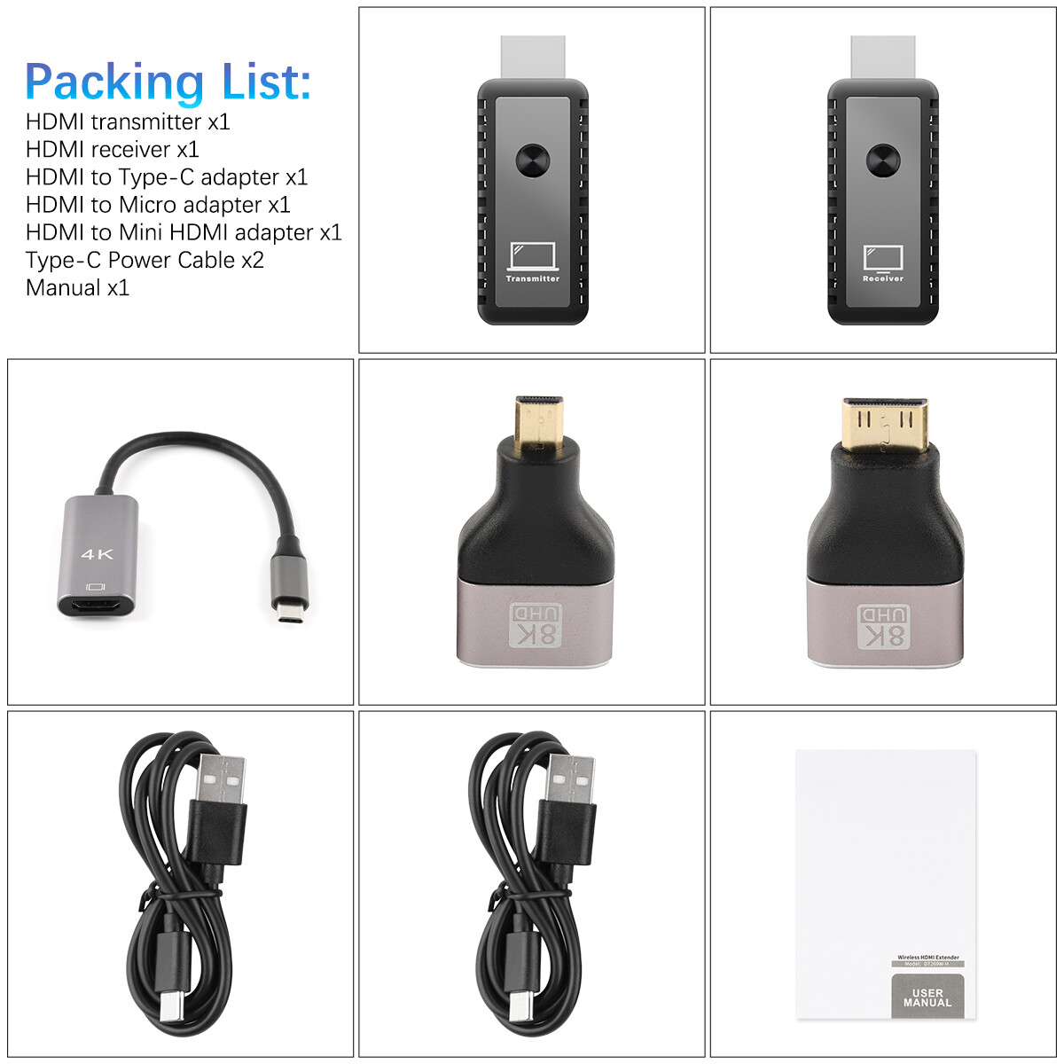 Wireless HDMI Video Transmitter and Receiver TV Stick Screen Share Extender 5V