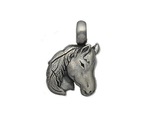 ANTIQUED PEWTER HORSE HEAD PENDANT 39MM