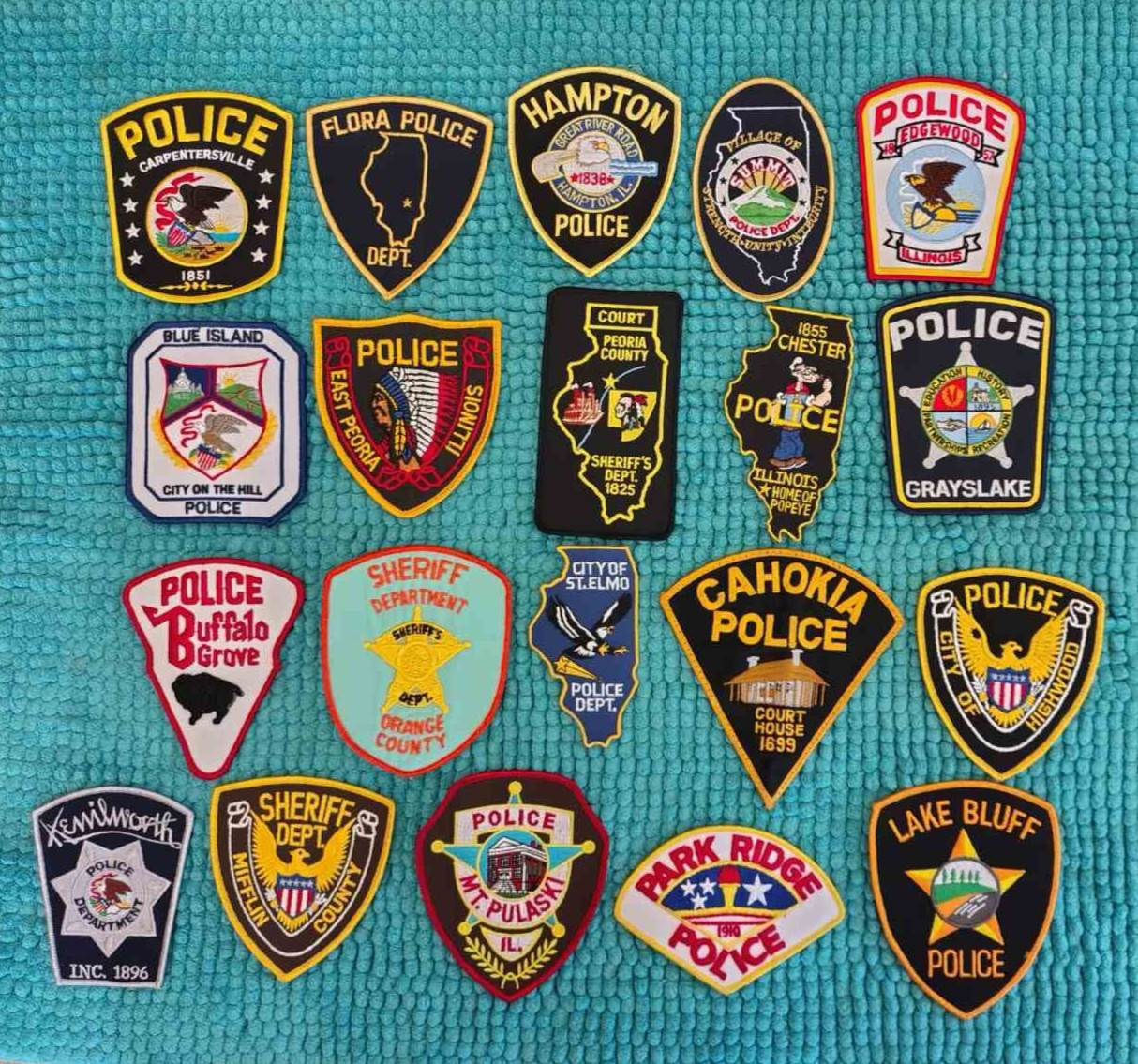 ILLINOIS POLICE SHERIFF PATCH - LOT COLLECTION 20 PATCHES