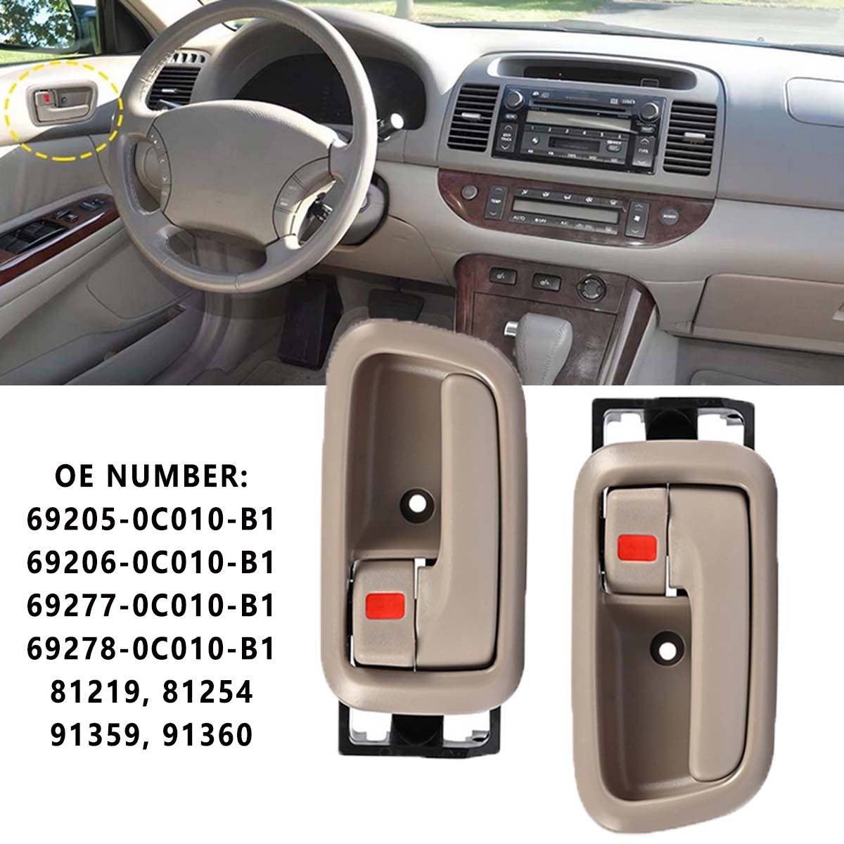 PAIR 2000-2006 For Toyota Tundra Bige Inner Door Pull Handle Front Left & Right
