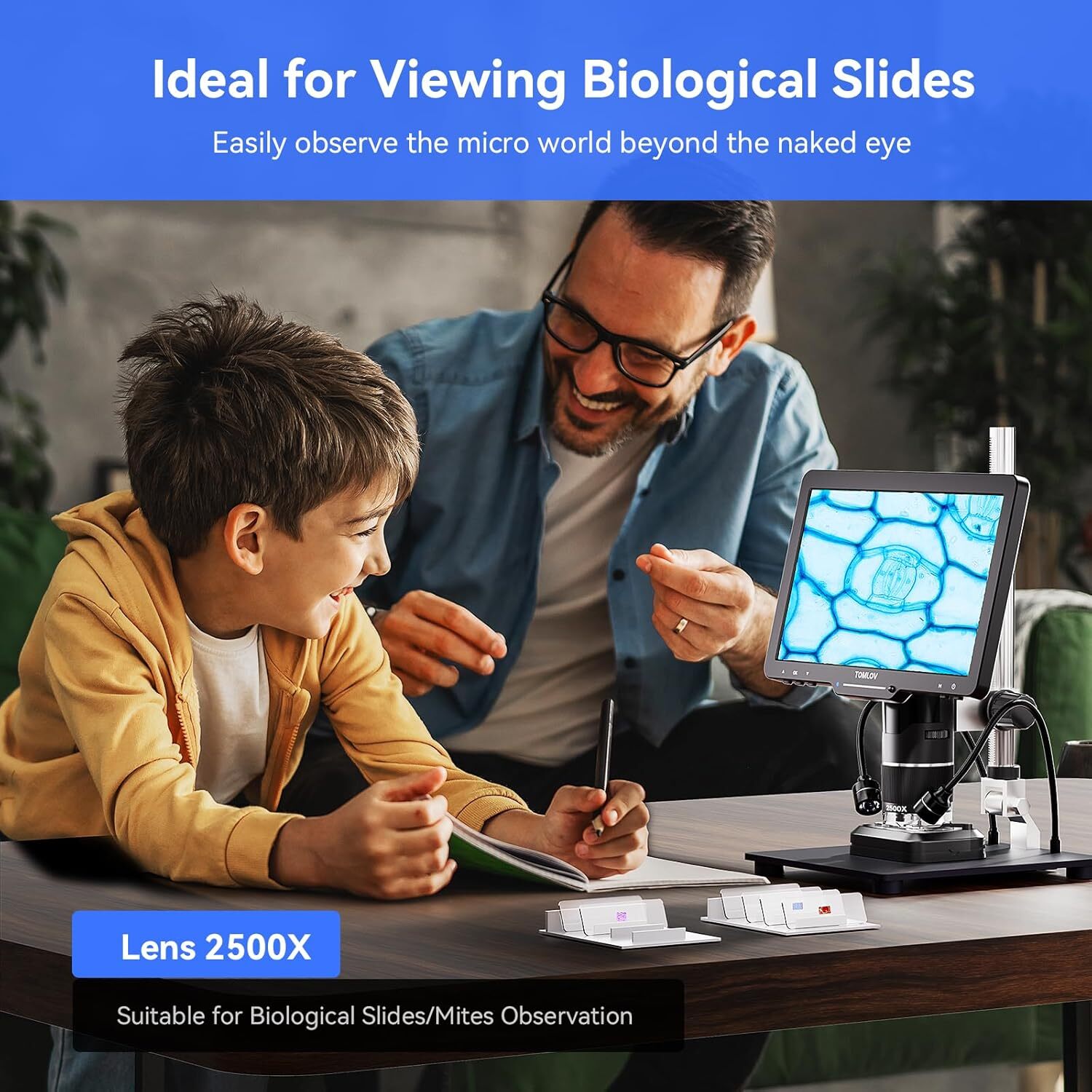 TOMLOV TriL110 3 Lens 2K HDMI Digital Microscope 2500X Magnifier Coin Microscope