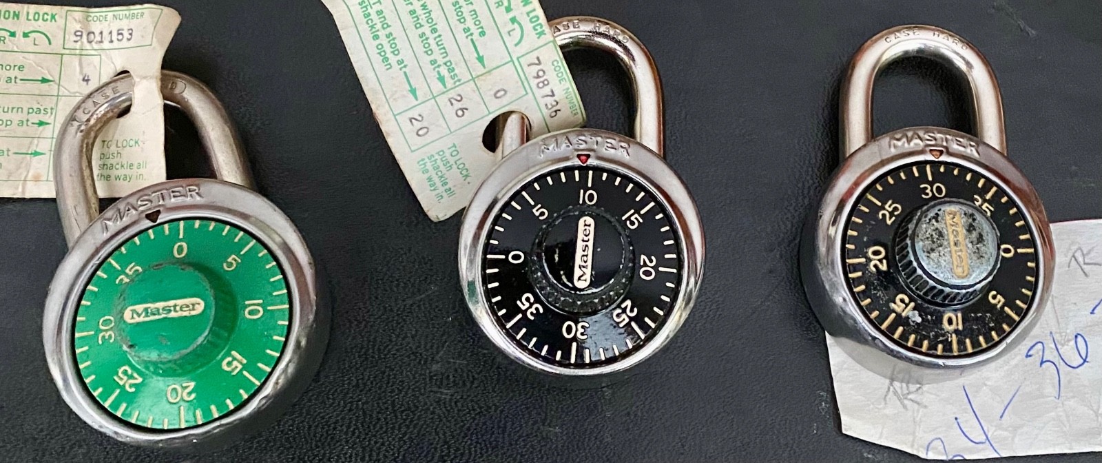Three - 3 - MasterLock Gym Locker Combination Padlocks