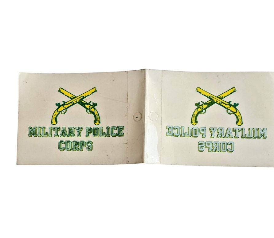 2 Vintage Military Police Corps Decal Set Crossed Pistols Army Transfer Sticker