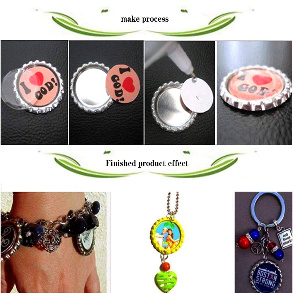 100 PCS Flat Decorative Bottle Cap Craft Bottle Stickers Double Sideds Printe...