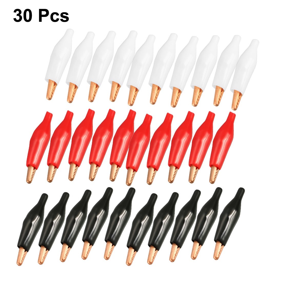 30 Pcs Red Black White Soft Plastic Coated Testing Probe Alligator Test Clip