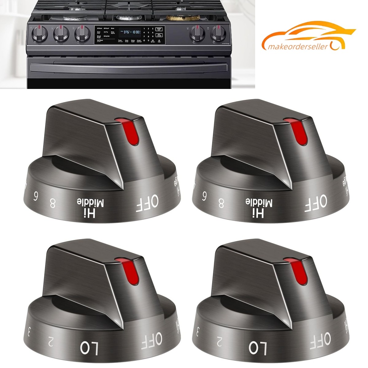 4Pcs Stove Knobs DG94-03500A/Z for Samsung Electric Range Oven NE63T8111SG/AA