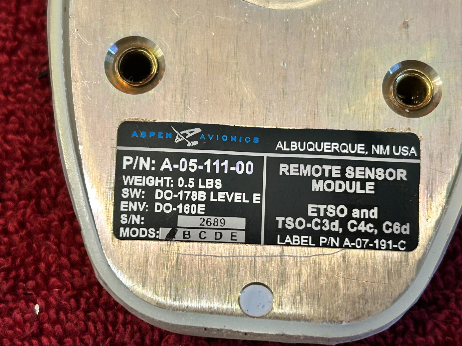 ASPEN REMOTE SENSOR MODULE P/N A-05-111-00 FOR EFD 1000