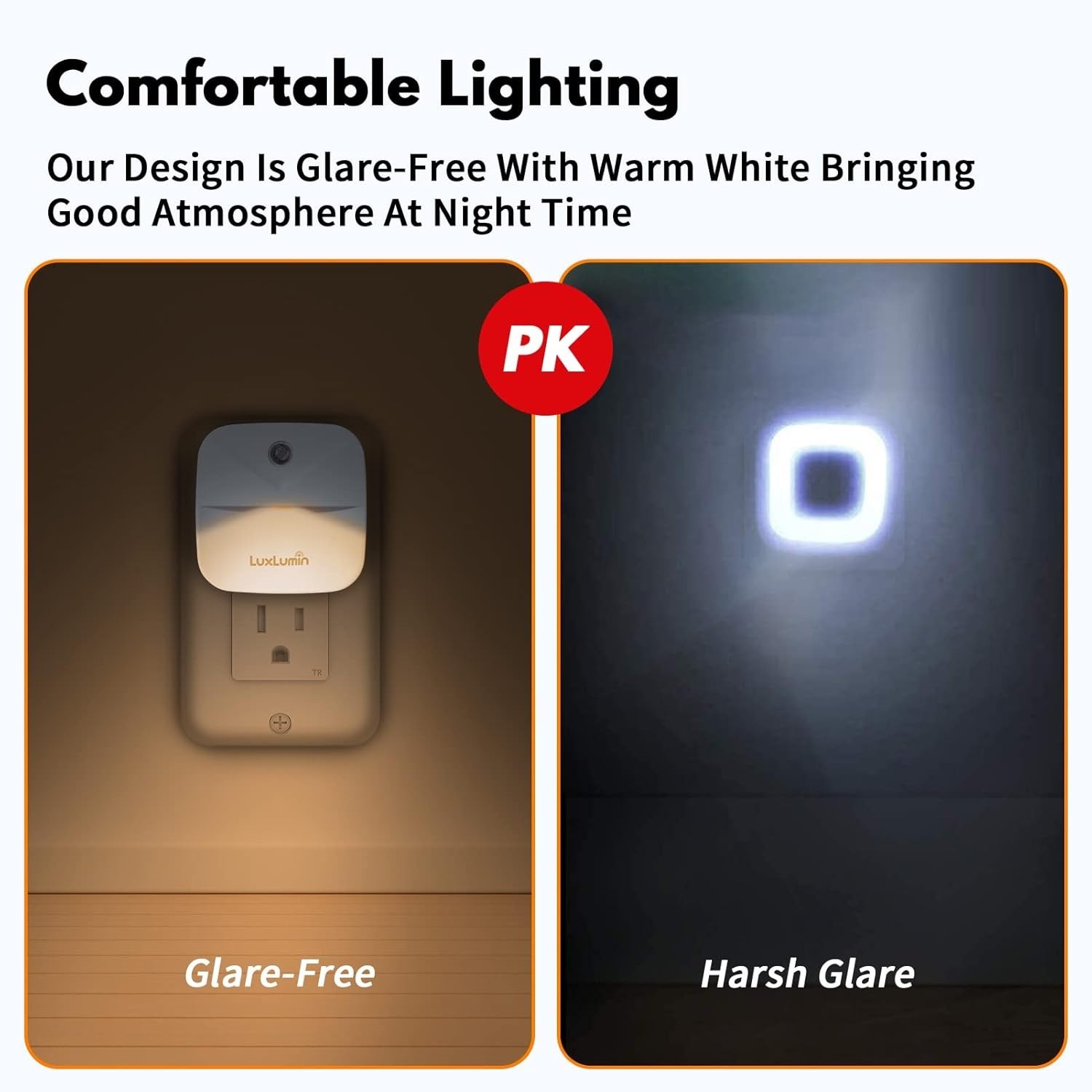 LED Night Lights Plug into Wall W/ Dusk-to-Dawn Sensor Automatically Turn on &