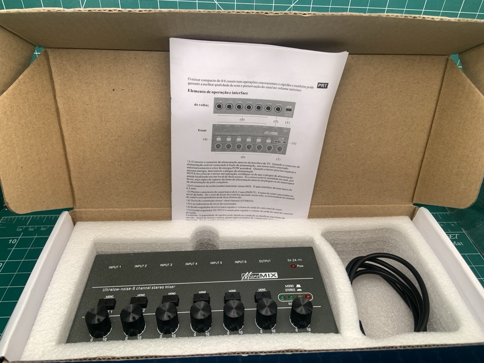 MicroMIX 6-Channel Input Stereo Mixer USB Power 5v 2A Mono Stereo Output LEDs