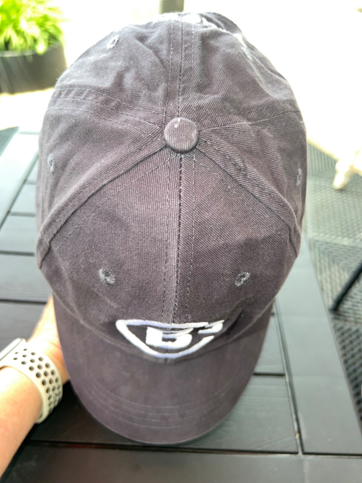 CB 3 Navy Blue Cotton CapAmerica Blue Linux on back Hat Cap Hook Loop VGC