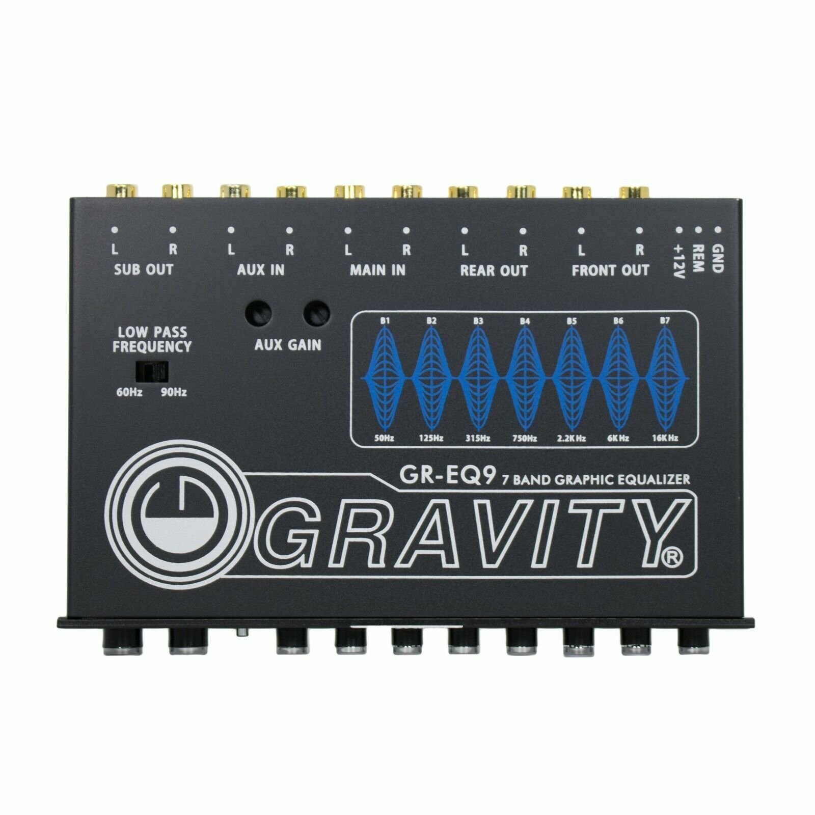 Gravity EQ9 1/2 Din 7 Band Car Audio Equalizer EQ w/ Front, Rear + Sub Output