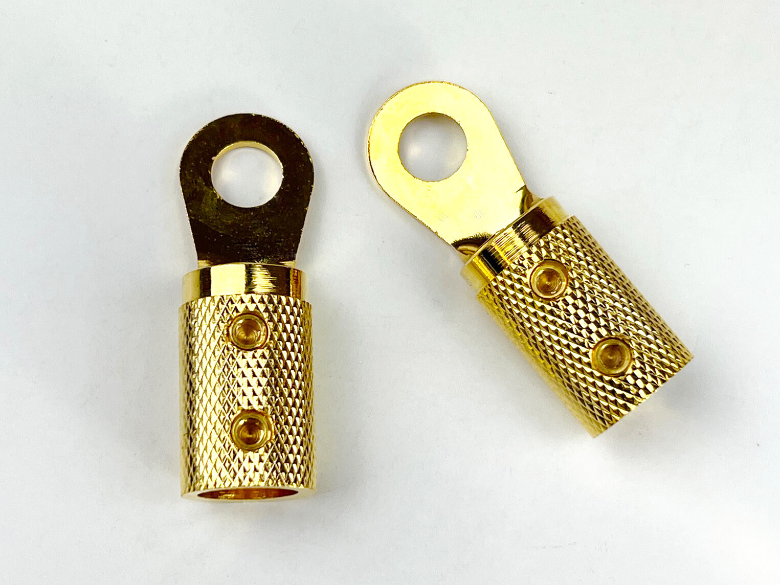 2pcs. 4 Gauge & 5/16” Hole Solid Brass Battery Terminal Connecter w/Gold Plated