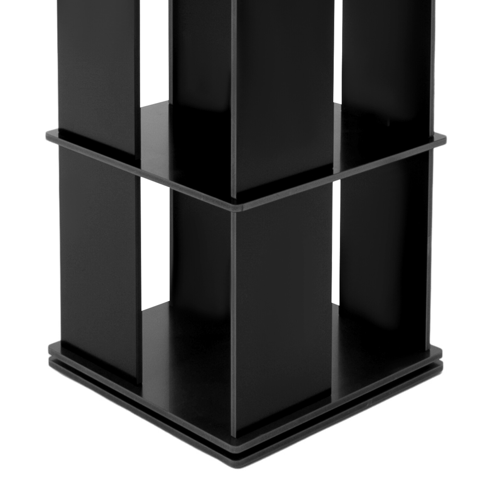 Black Bookcase Storage Shelf 360° Rotating Bookshelf Freestanding Display Rack