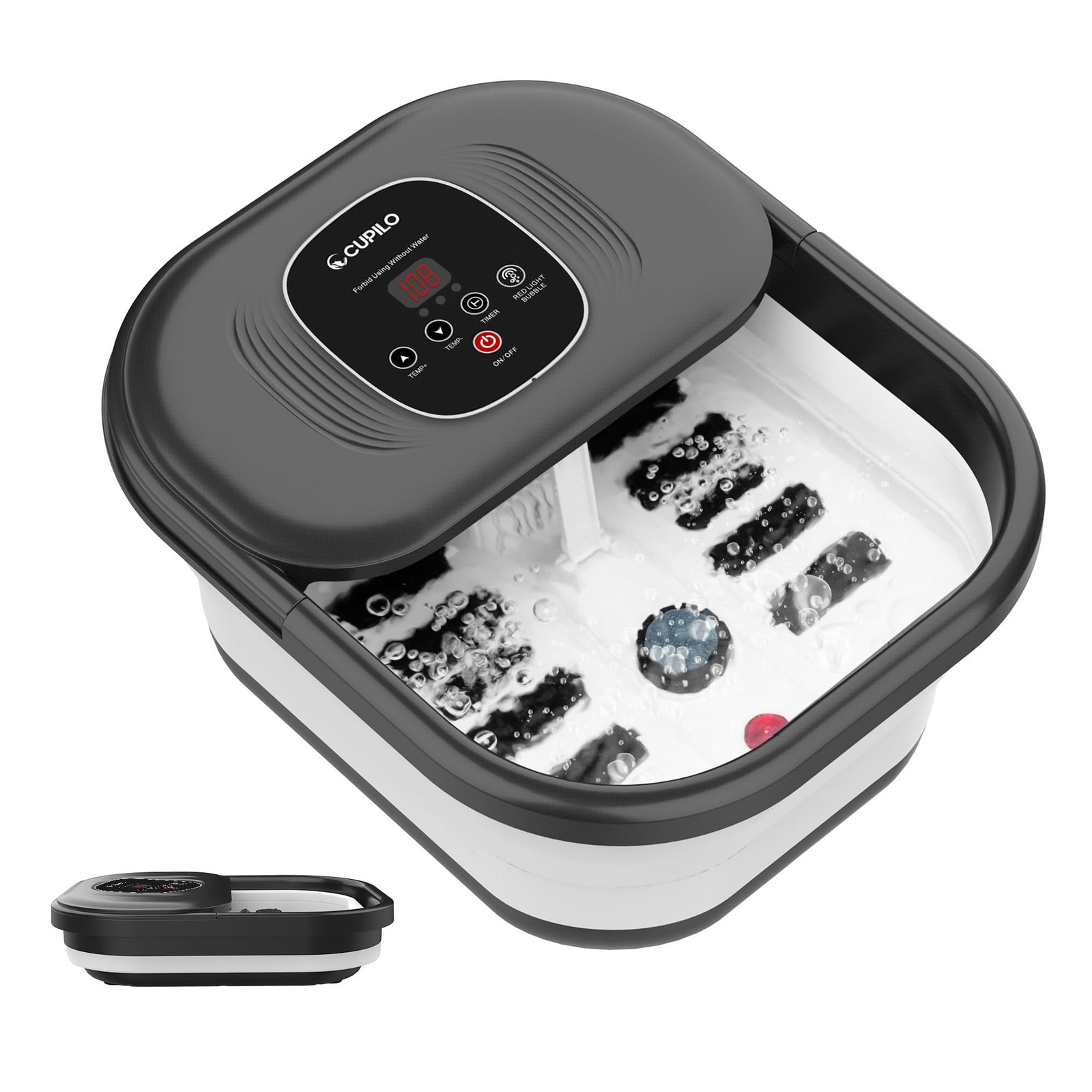 CuPiLo Foot Spa Bath Massager with Heat, Collapsible Foot Massager Spa Soakin...
