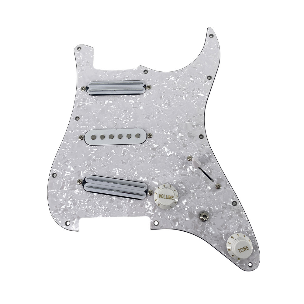 SSS Prewired Pickguard With Dual Rail Pickups Electric Guitar Pearl white