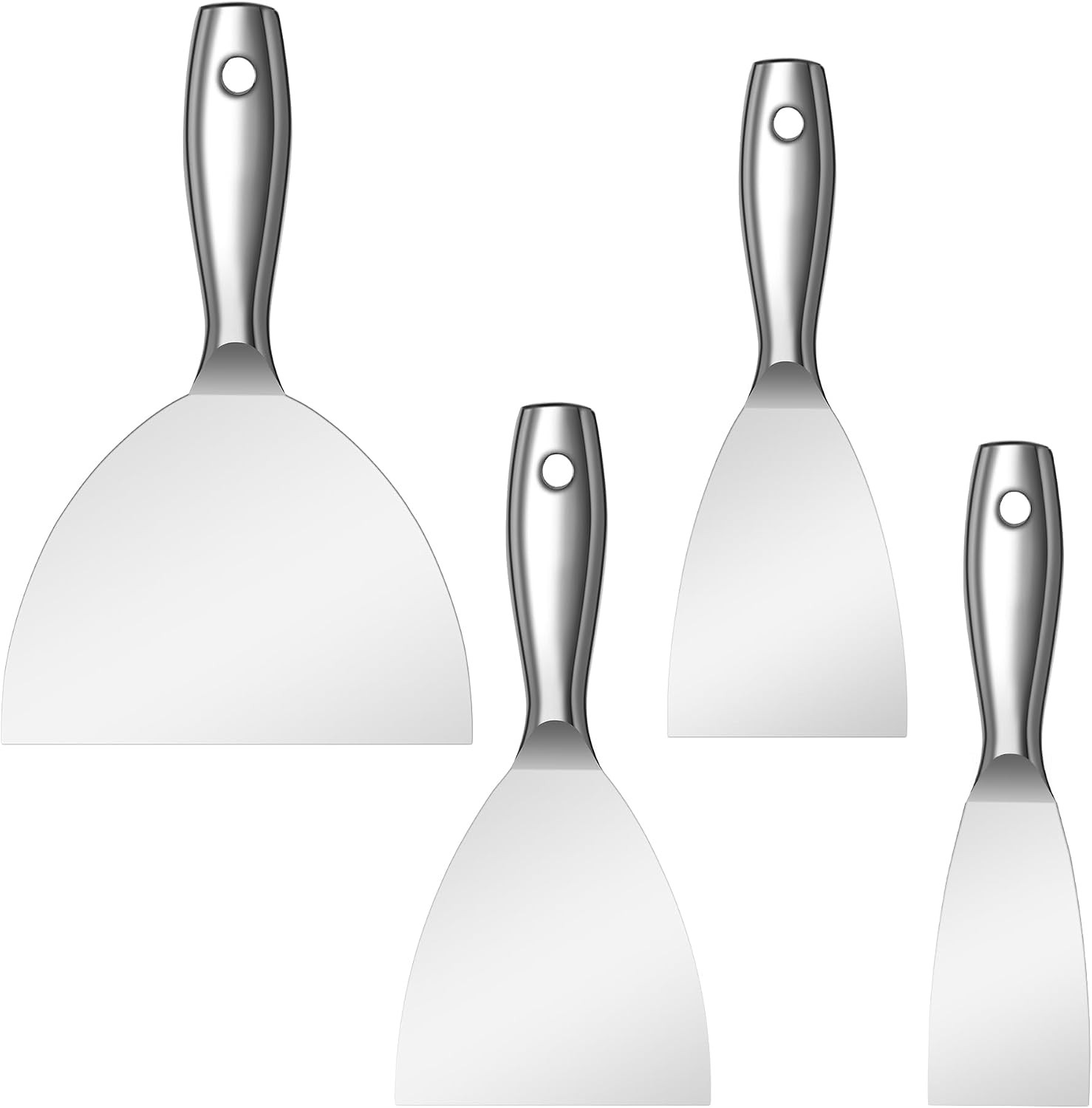 Putty Knife Set, 2/3/4/6In All-Stainless Steel Scraper Tools, 4PCS | One-Piece S