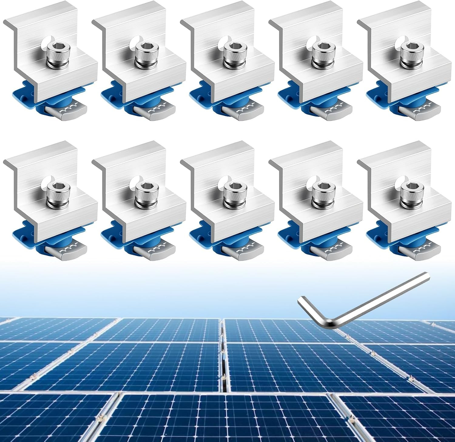 10Pcs Solar Panel End Clamps for Standard Unistrut, 30Mm/35Mm, Silver |