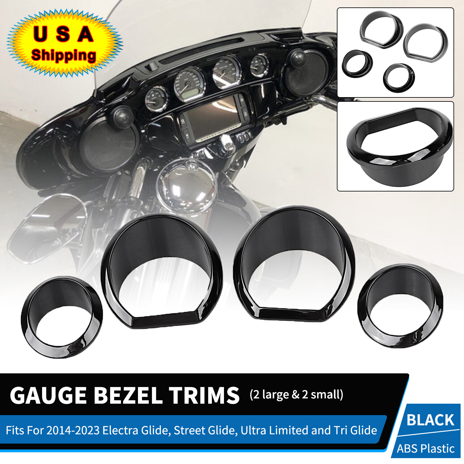 Black Gauge Bezel Kit For Harley Touring Electra Street Glide Ultra Limited FLHT